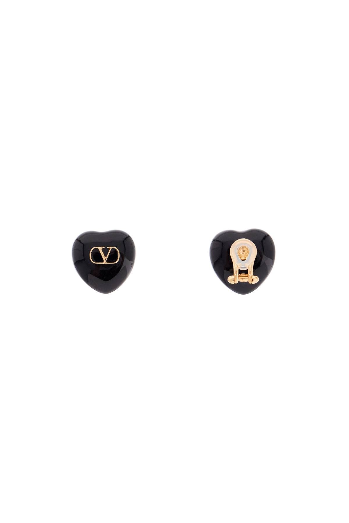 VALENTINO GARAVANI Puffed Heart Earrings with Gold Signature
