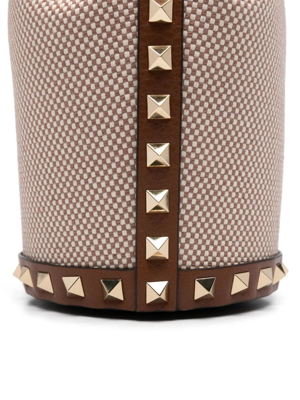 VALENTINO GARAVANI Mini Two-Tone Canvas Rockstud Bucket Handbag