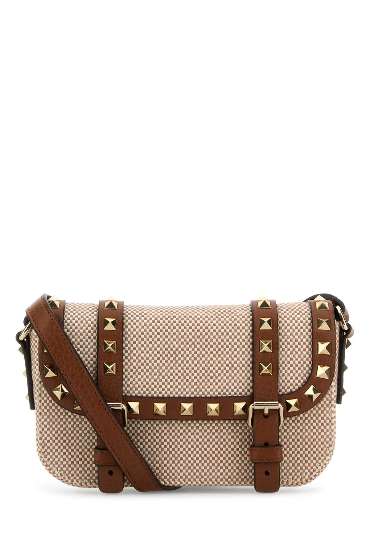 VALENTINO GARAVANI Two-Tone Canvas Rockstud Crossbody Handbag