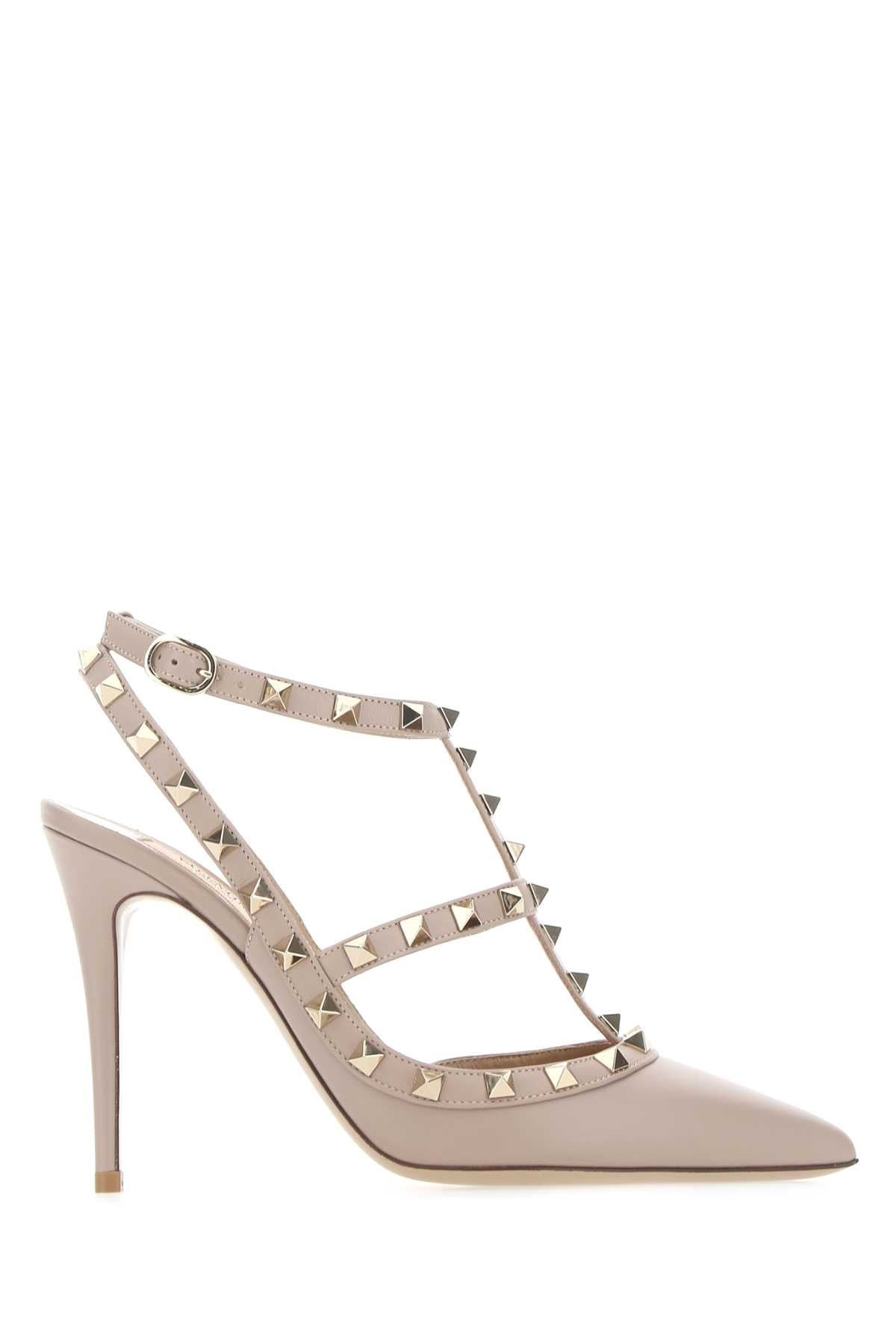VALENTINO GARAVANI Antiqued Leather Rockstud Pumps with Ankle Strap