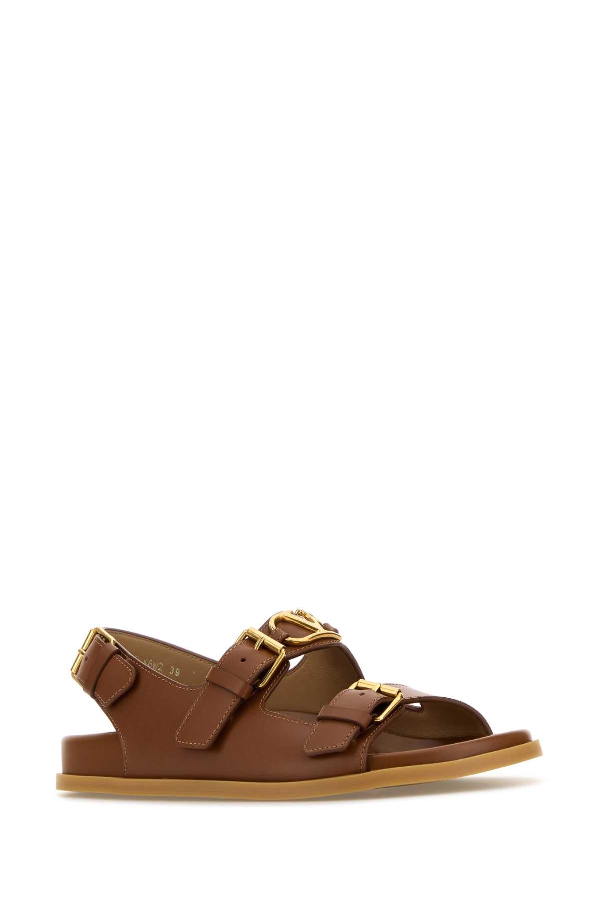 VALENTINO GARAVANI Biscuit Leather Sandals with Vlogo Signature - SS25