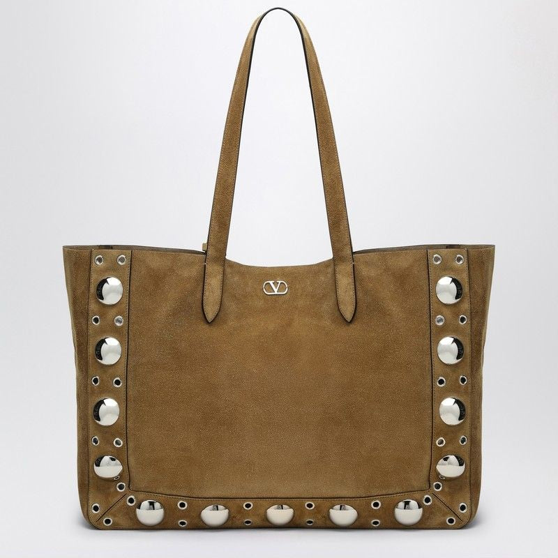 VALENTINO GARAVANI Large Suede Shopping Tote Handbag