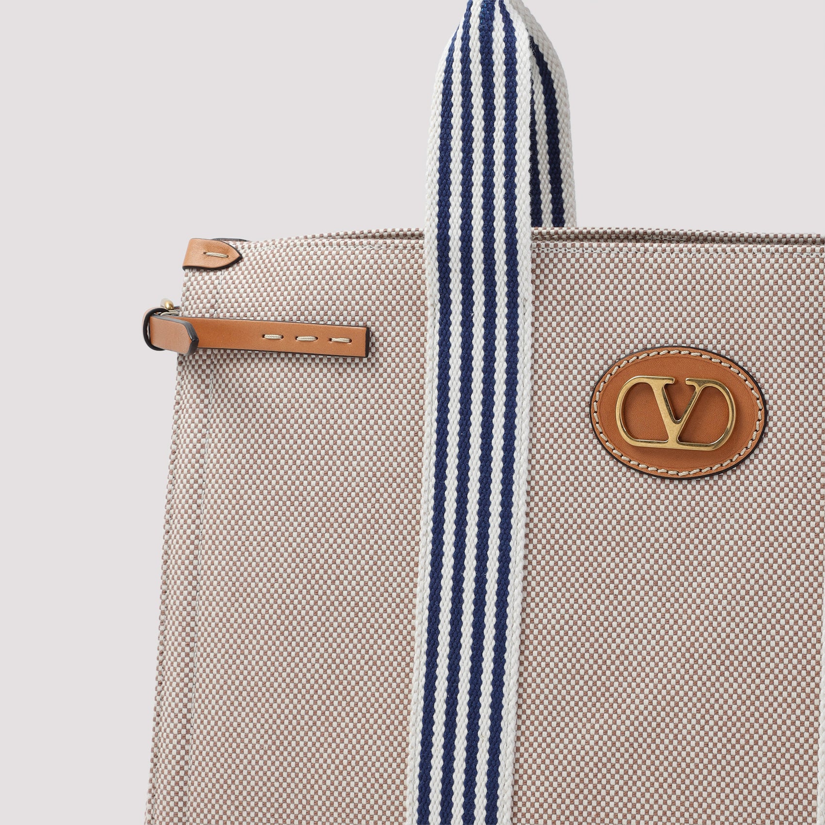 VALENTINO GARAVANI Large Two-Tone Canvas Logo Shopping Handbag