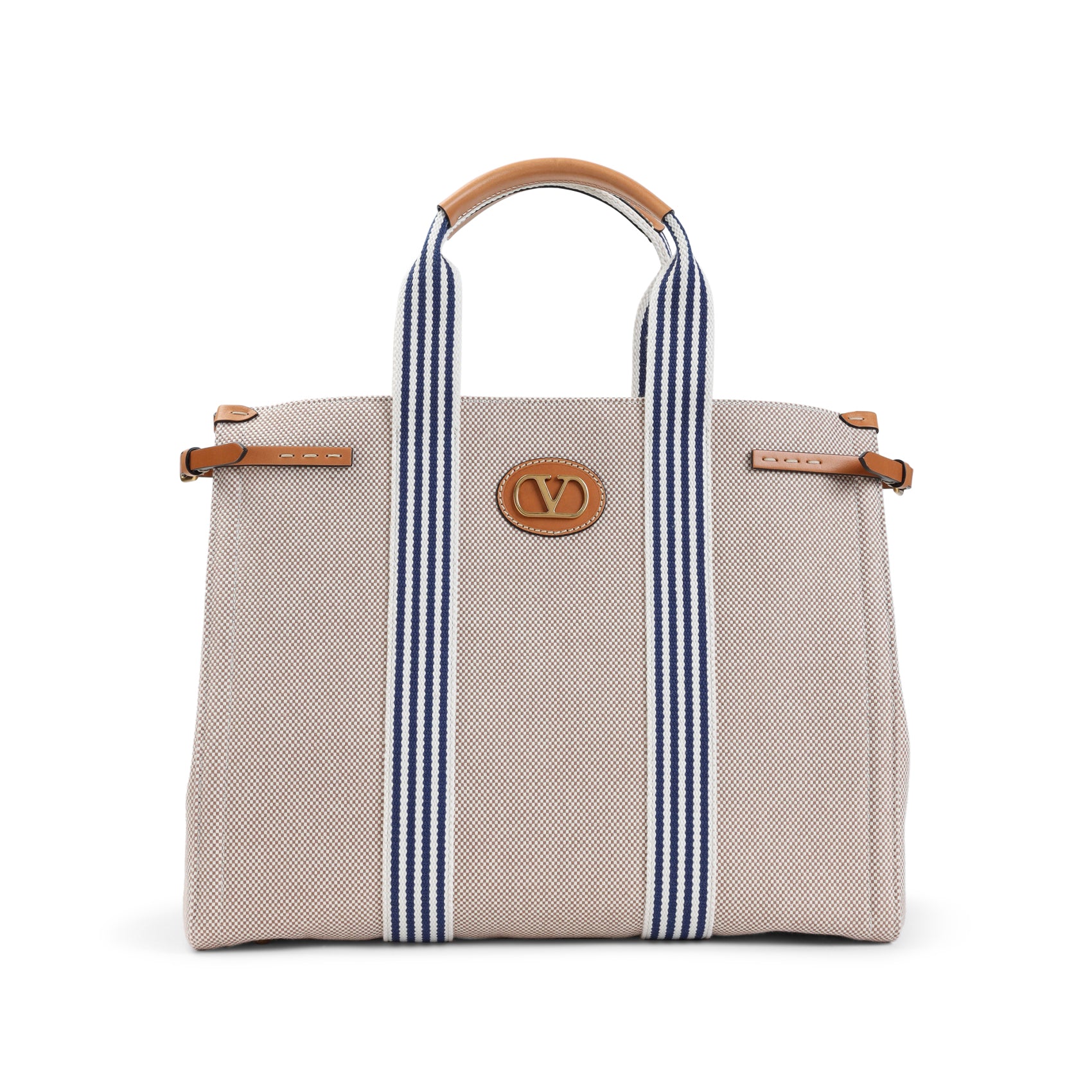 VALENTINO GARAVANI Large Two-Tone Canvas Logo Shopping Handbag