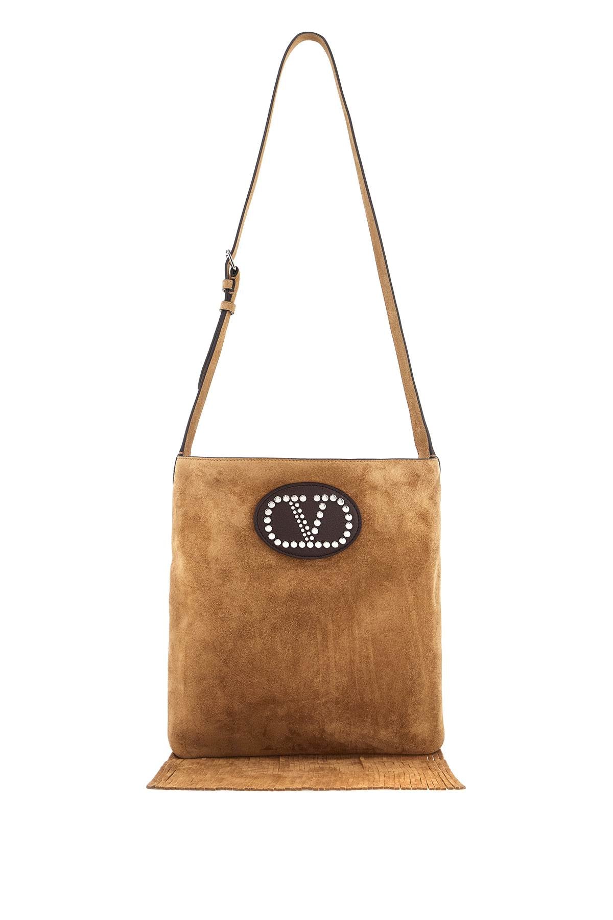 VALENTINO GARAVANI Suede Crossbody Handbag with Metallic Logo Signature