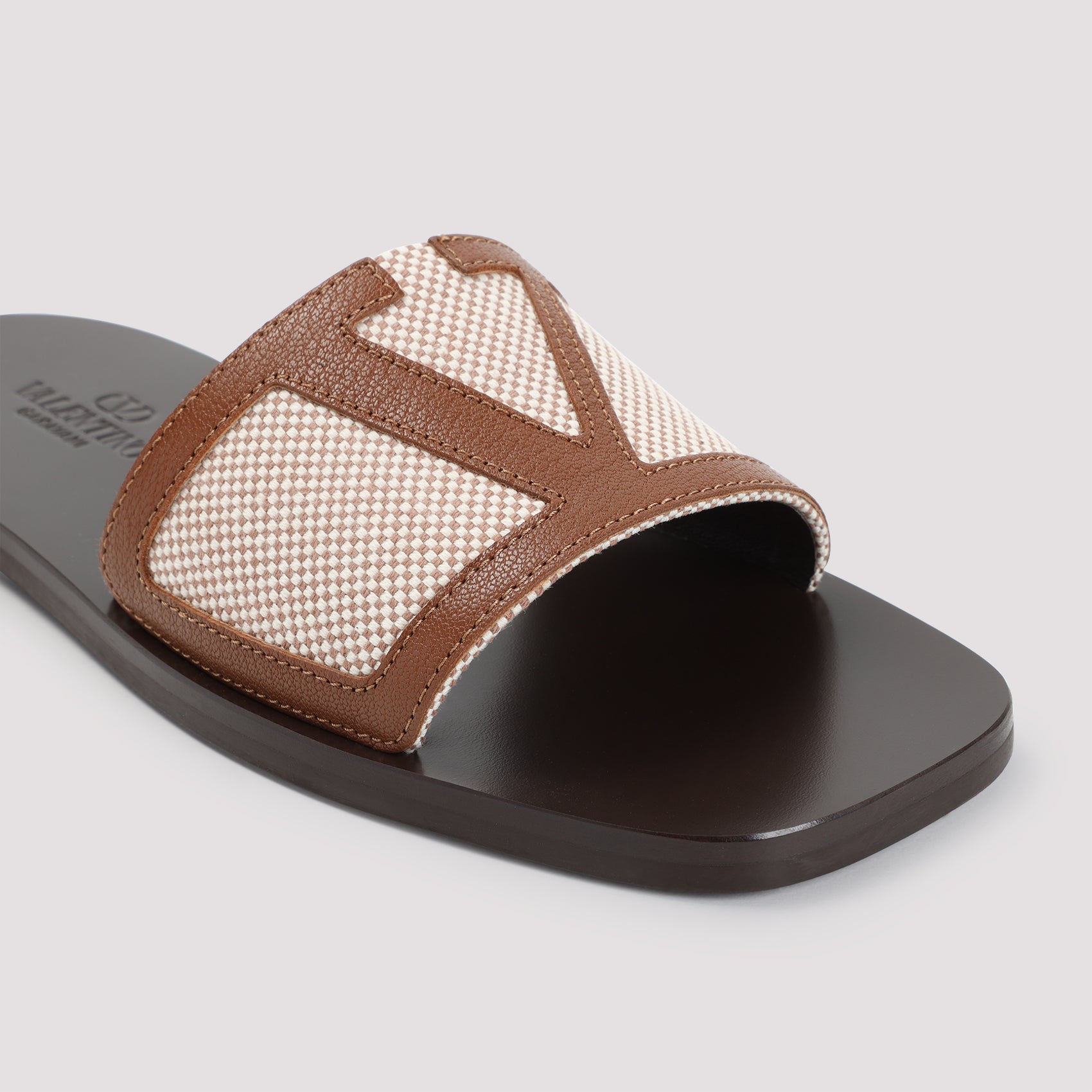 VALENTINO GARAVANI Two-Tone Canvas and Leather Slide Slippers for Men