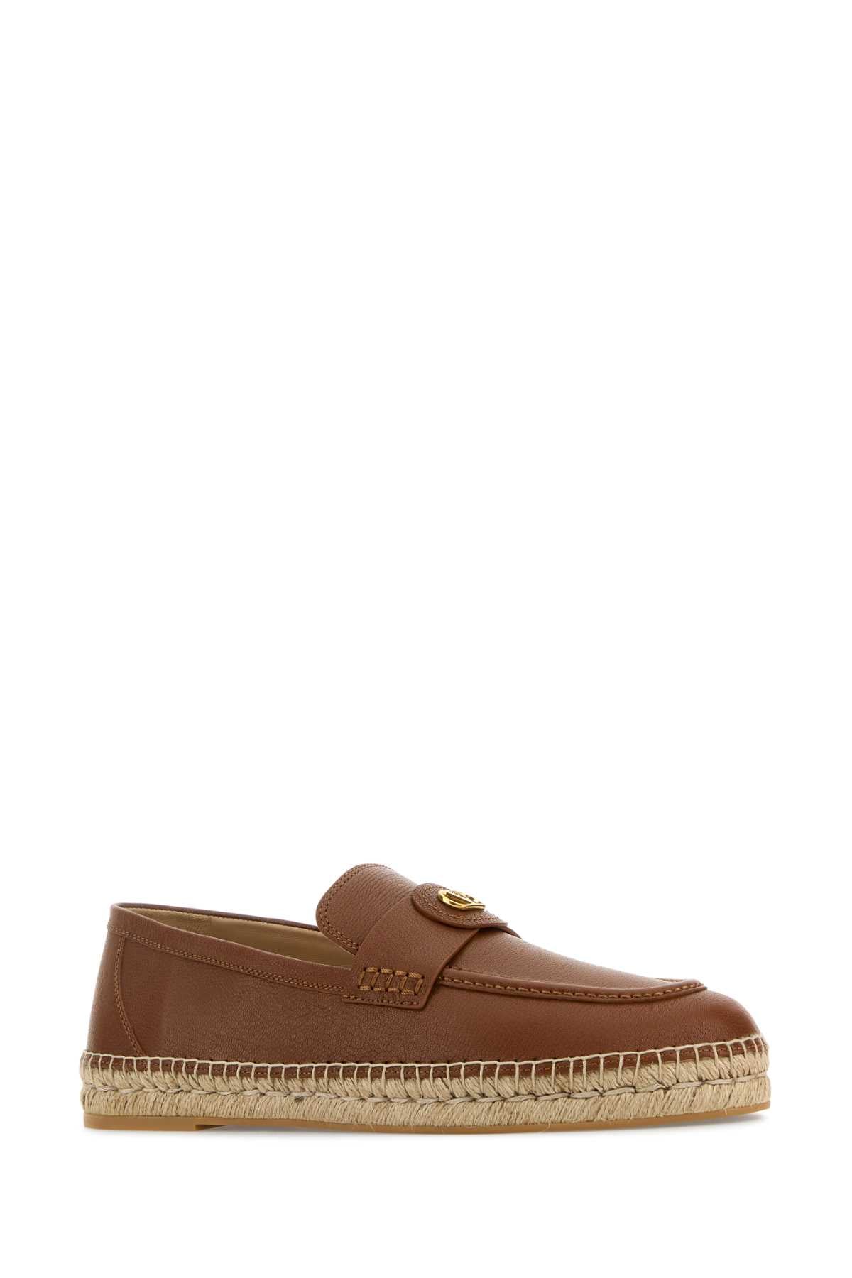 VALENTINO GARAVANI Caramel Leather Logo Espadrilles