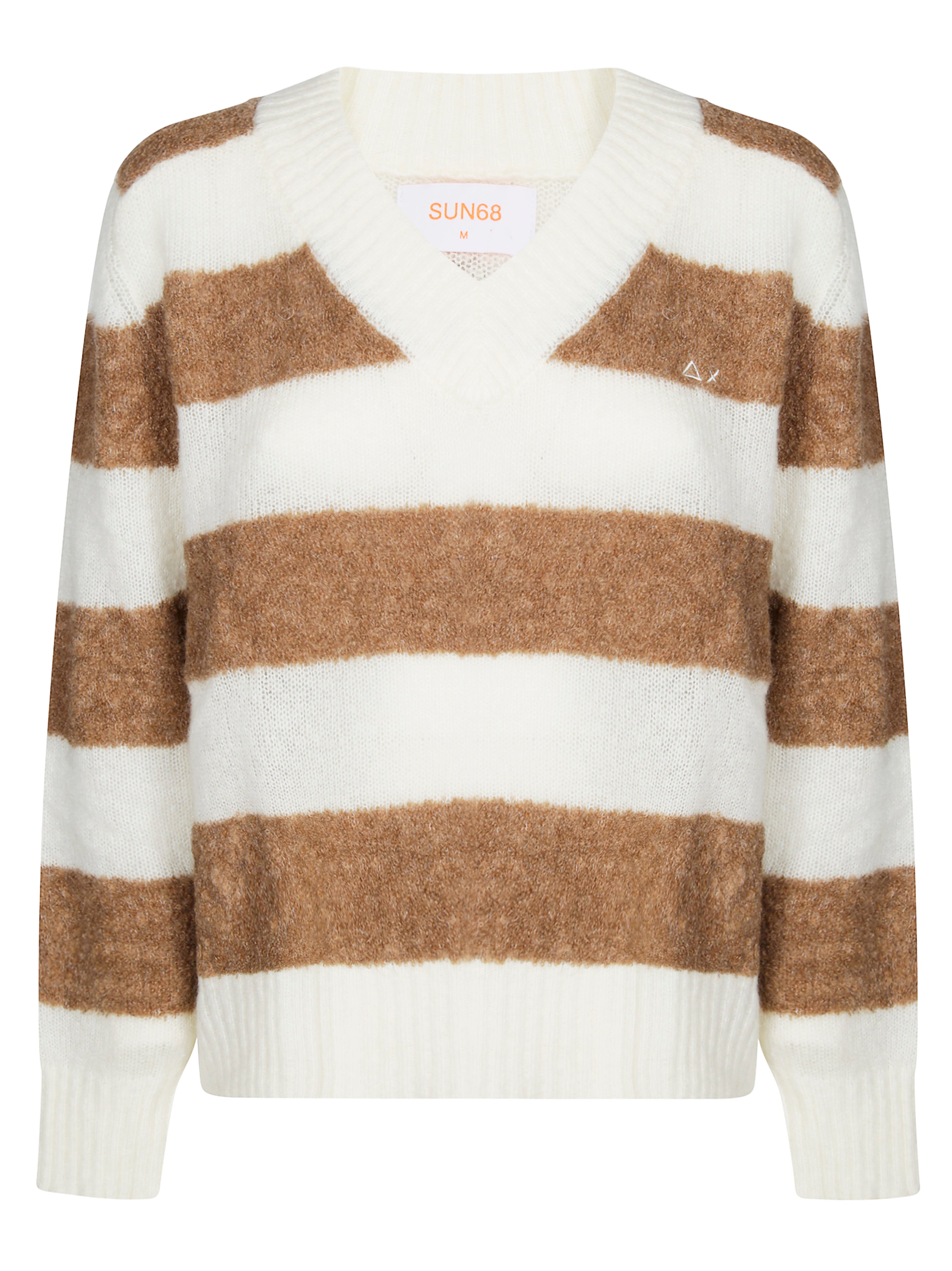 SUN 68 Men's Striped V-Neck Sweater