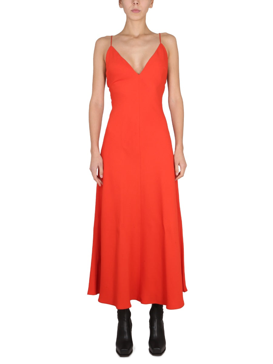 STELLA McCARTNEY Maxi V-Neck Dress with Concealed Zipper Closure