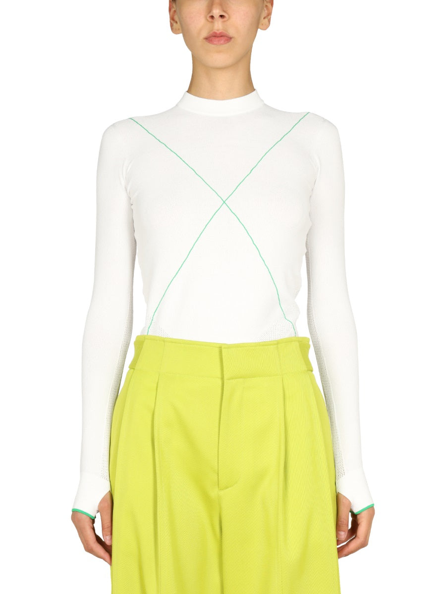 BOTTEGA VENETA Polo Neck Sweater with Contrast Seams for Women