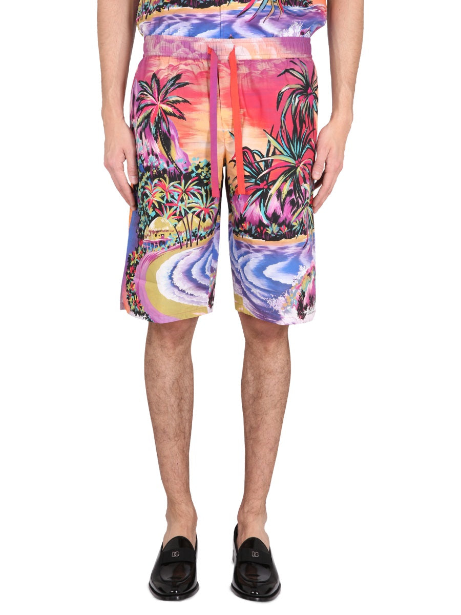 DOLCE & GABBANA Mini Bermuda Shorts with Hawaii Print