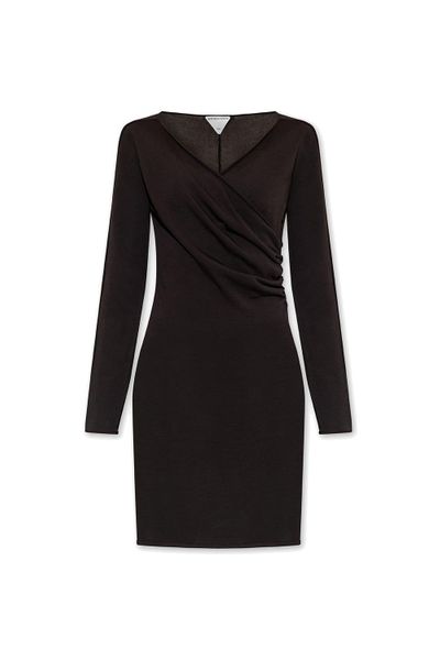 BOTTEGA VENETA Mini Viscose Dress with Crossed V-Neck - Size S