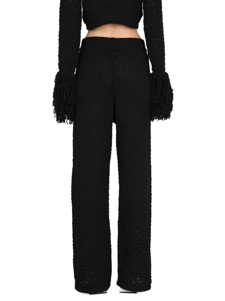 ROTATE BIRGER CHRISTENSEN High-Waisted Knit Pants with Elastic Waistband