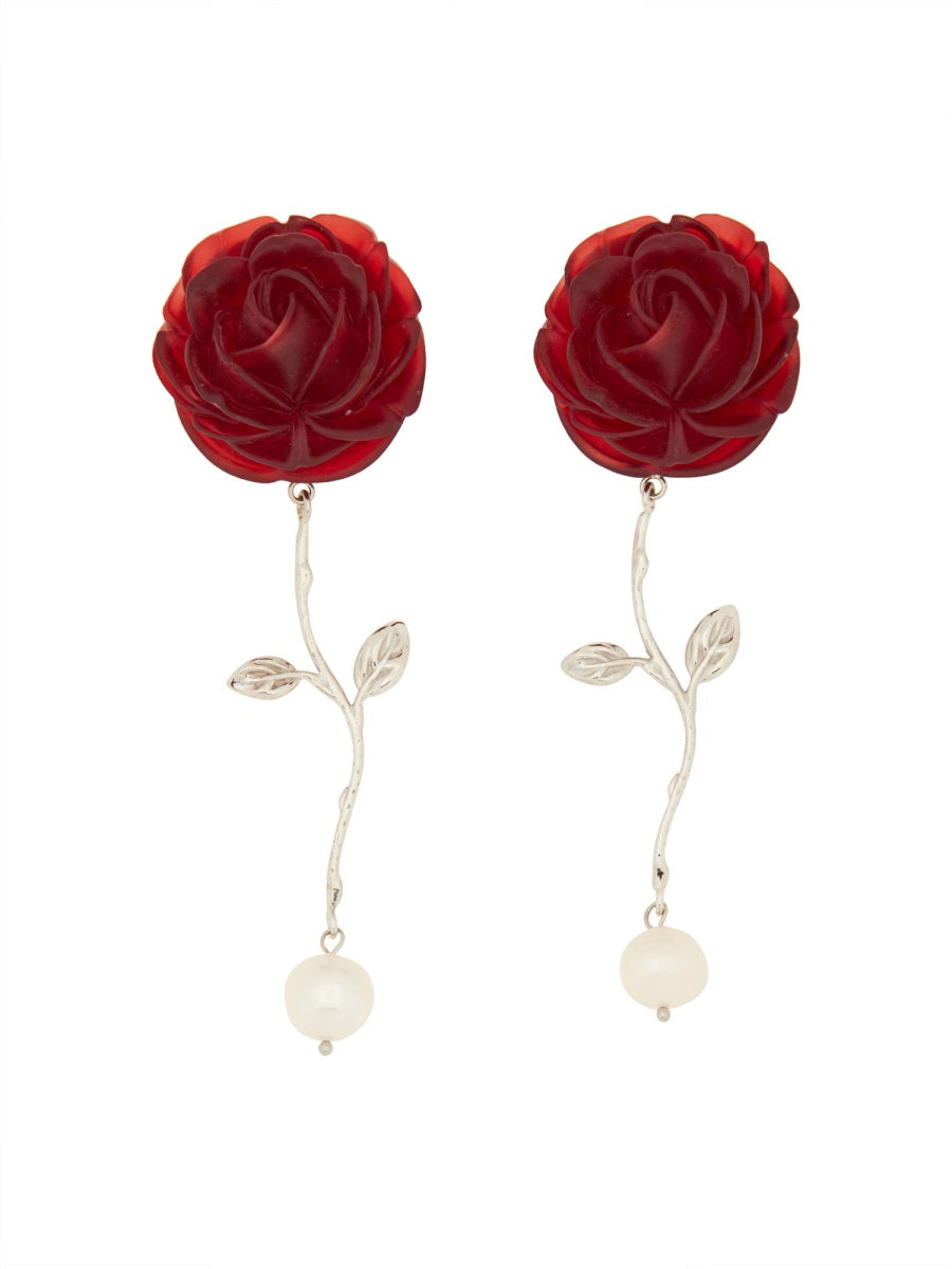 MAGDA BUTRYM Pearl and Rose Mini Earrings