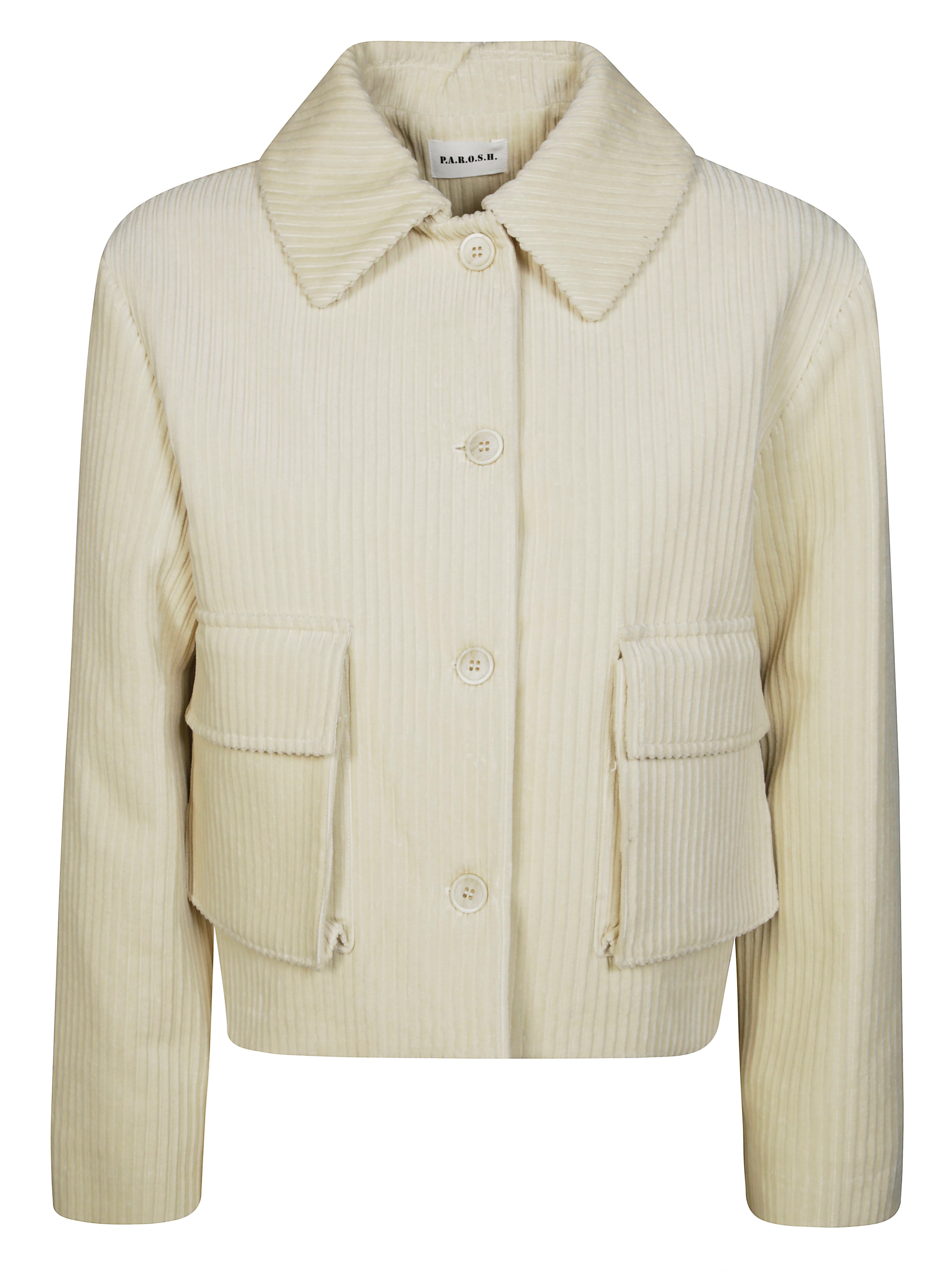 PAROSH Textured Cord Jacket with Pockets for Men