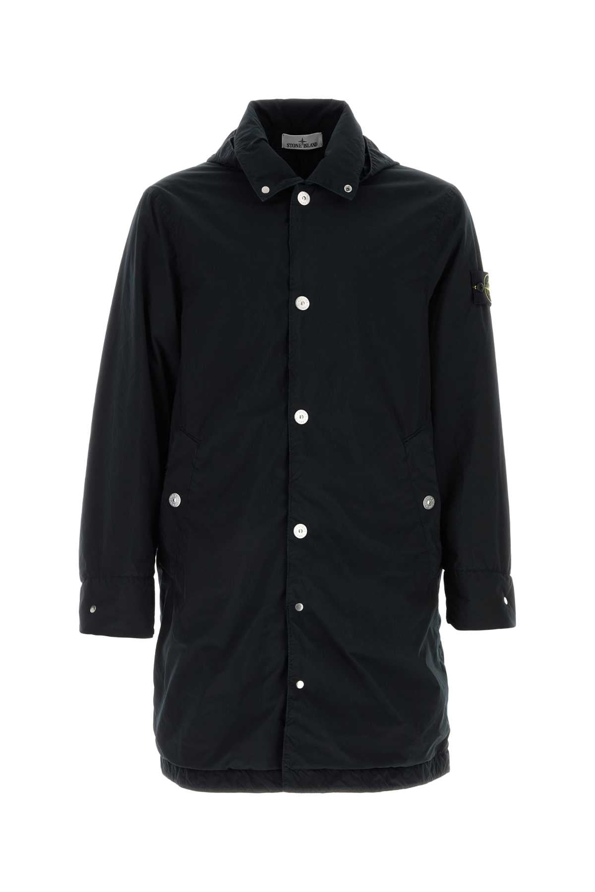 STONE ISLAND Slate Stretch Polyester Long Jacket for Men