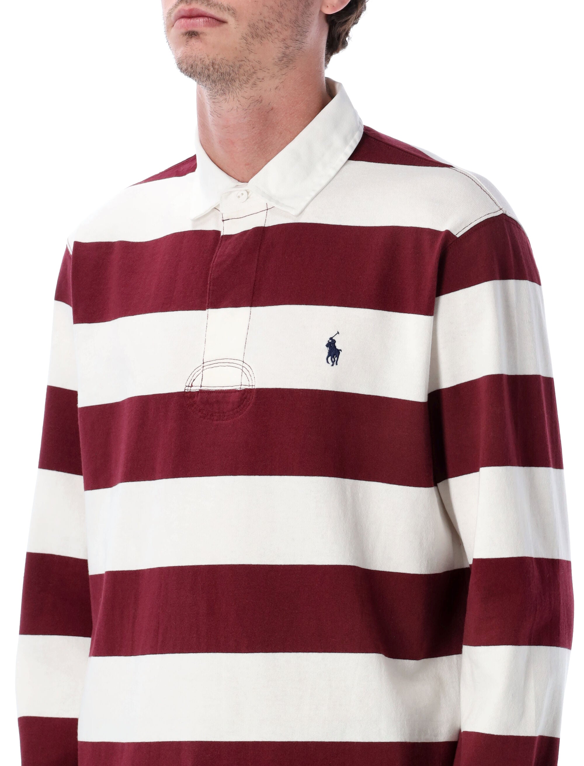 POLO RALPH LAUREN Iconic Cotton Striped Rugby Shirt - Large Size