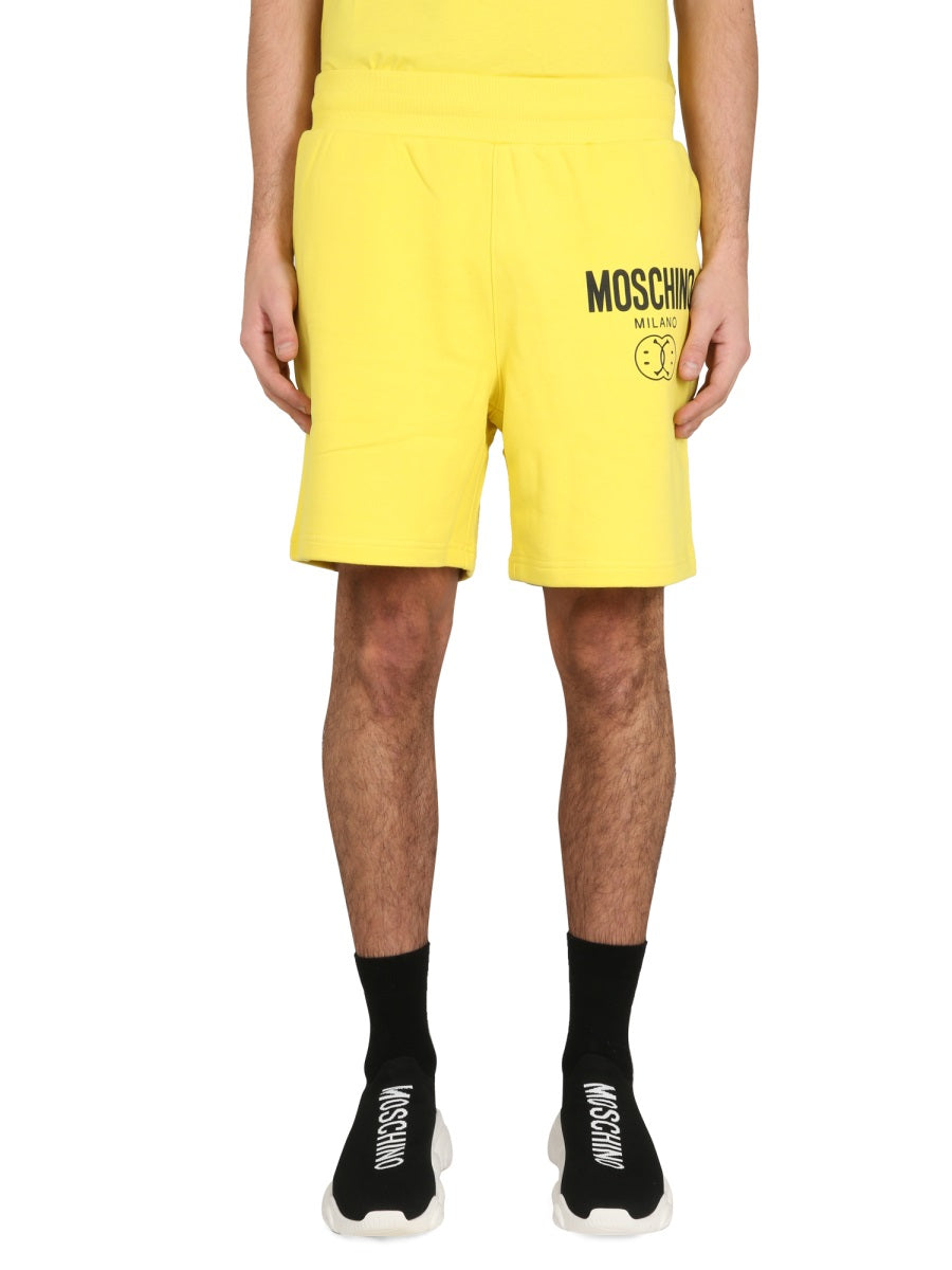 MOSCHINO Logo Elastic Waistband Bermuda Shorts