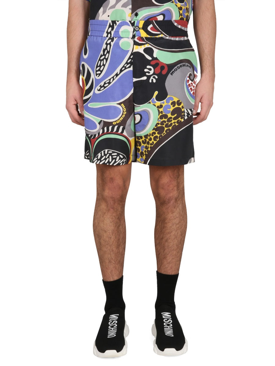 MOSCHINO Psychedelic Print Bermuda Shorts - Size M