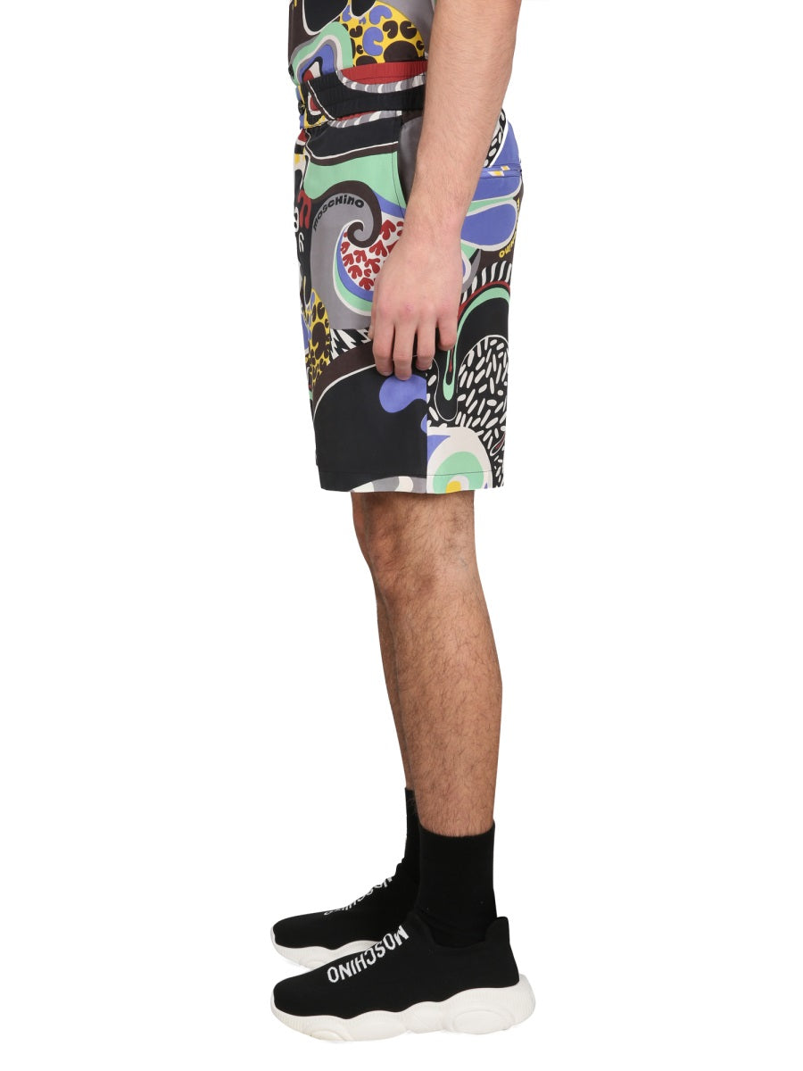 MOSCHINO Psychedelic Print Bermuda Shorts - Size M