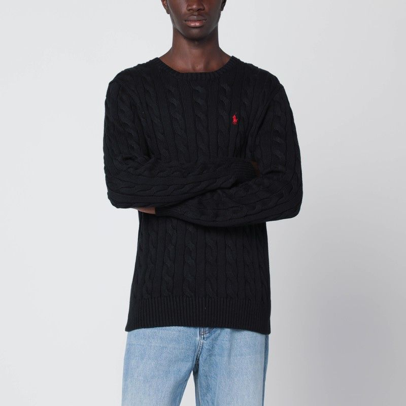 POLO RALPH LAUREN Men's Cable Knit Sweater - Black