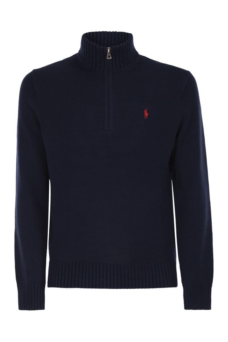 POLO RALPH LAUREN Classic Cotton Turtleneck Jumper with Zip Fastening
