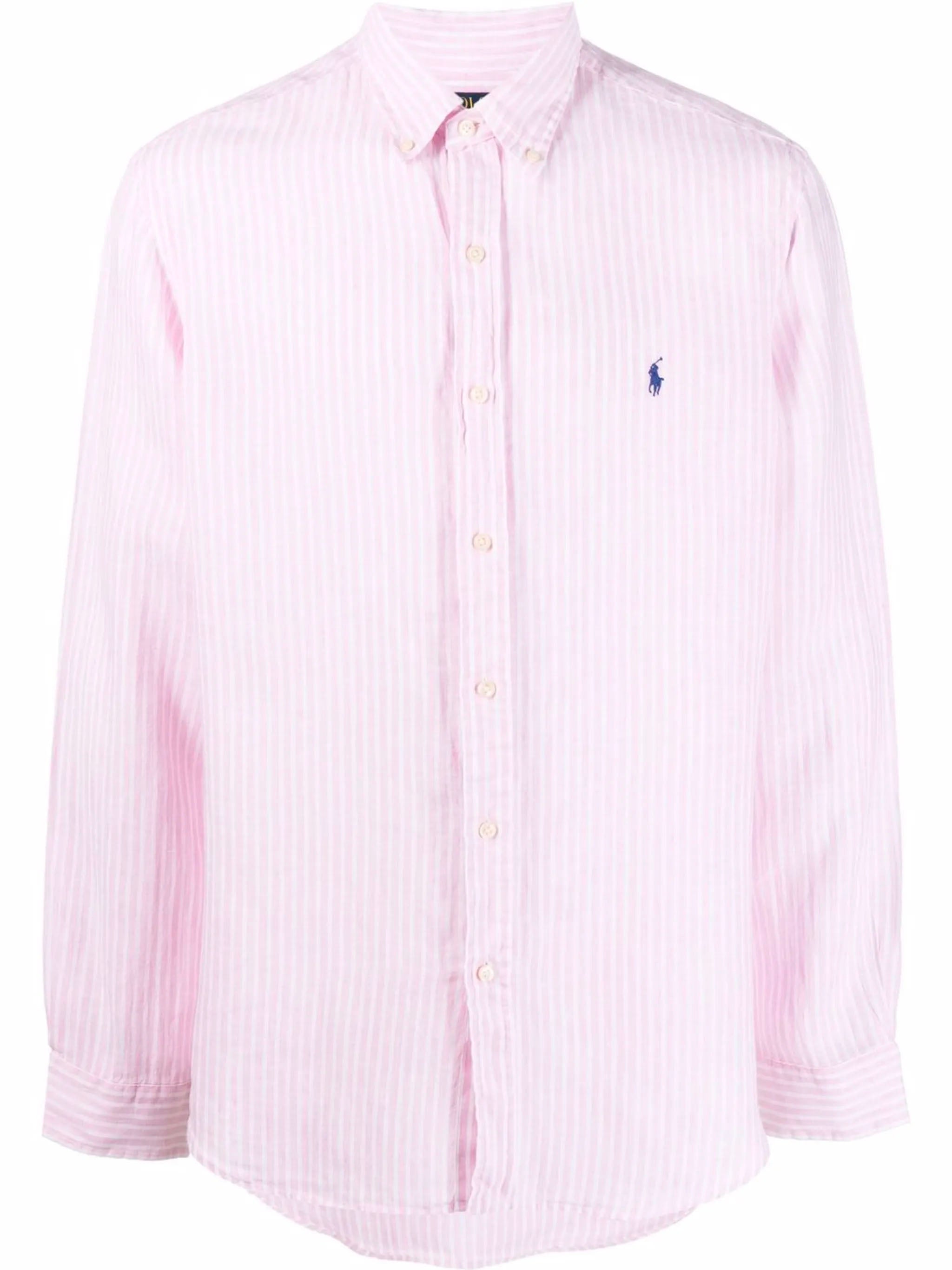POLO RALPH LAUREN Custom Fit Striped Linen Shirt - Size M