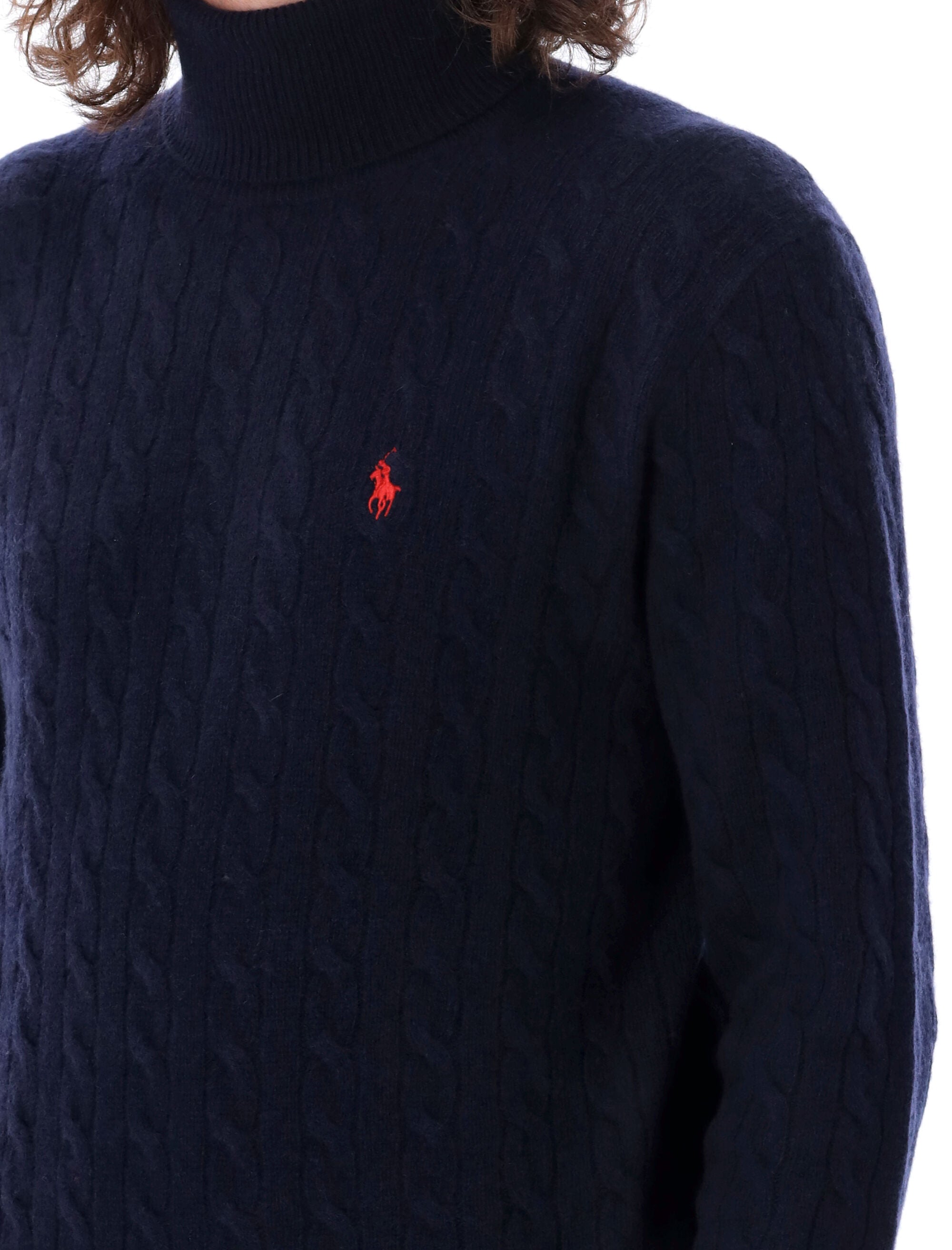 POLO RALPH LAUREN Men's Cable Knit High-Neck Sweater - Size L
