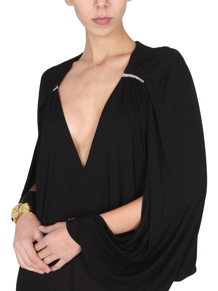 SAINT LAURENT Sleek Jumpsuit with Open Sleeves and One-Button Closure