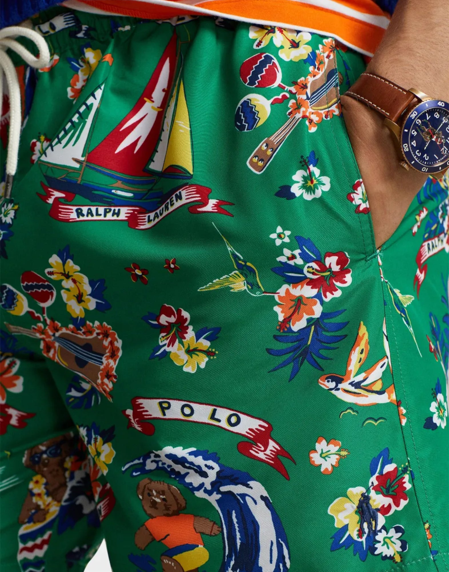 POLO RALPH LAUREN Surfer Bear Traveler Mid Swim Shorts