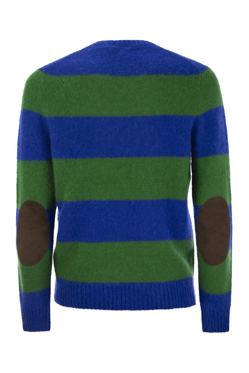 POLO RALPH LAUREN Striped T-Shirt with Suede Patches - Regular Fit