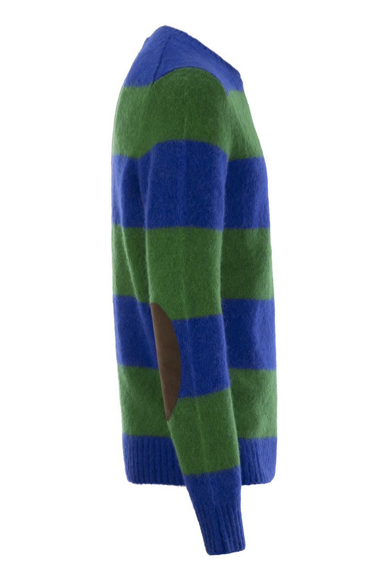 POLO RALPH LAUREN Striped T-Shirt with Suede Patches - Regular Fit