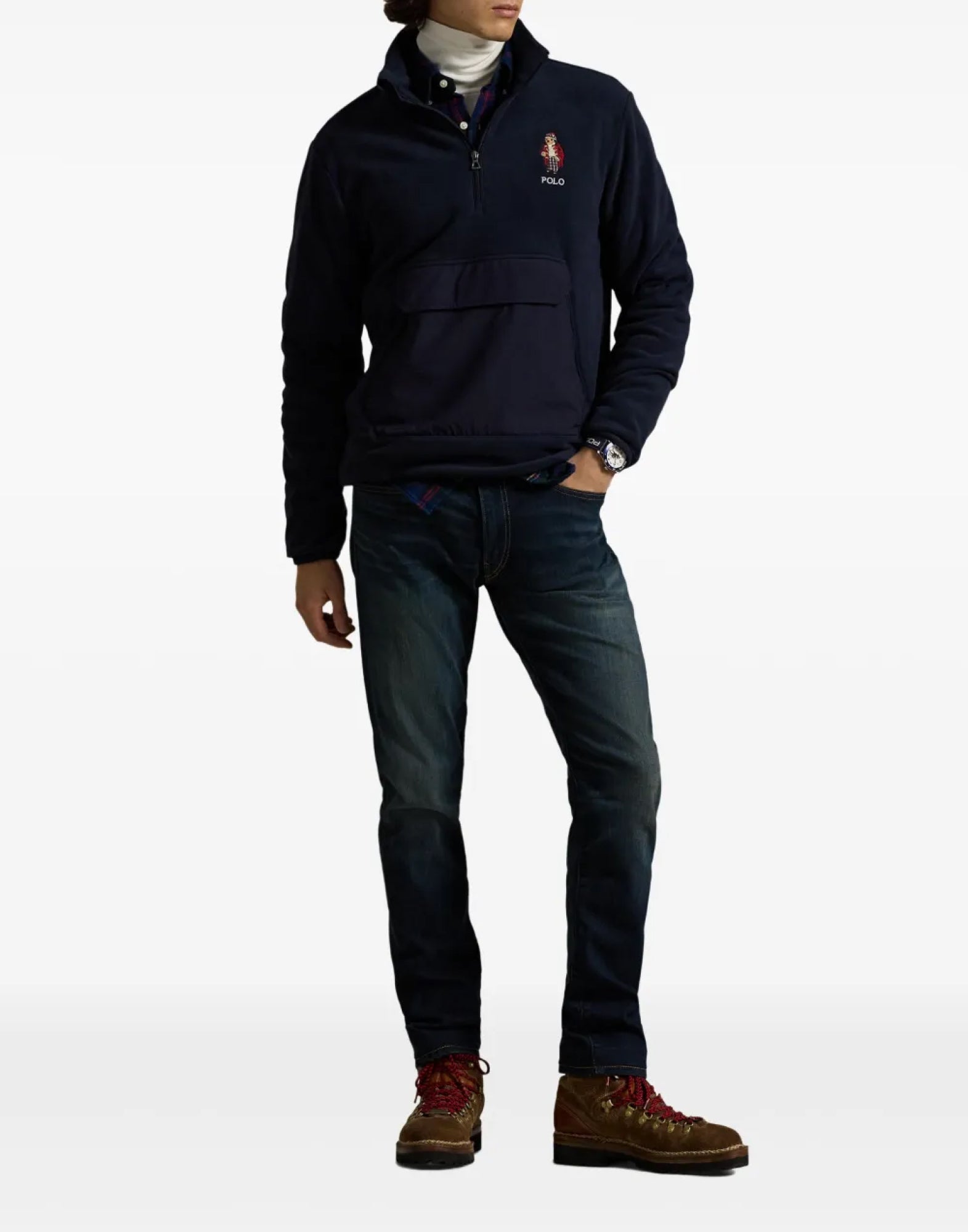 POLO RALPH LAUREN Fleece Hybrid Sweatshirt with Holiday Bear - Long Sleeve