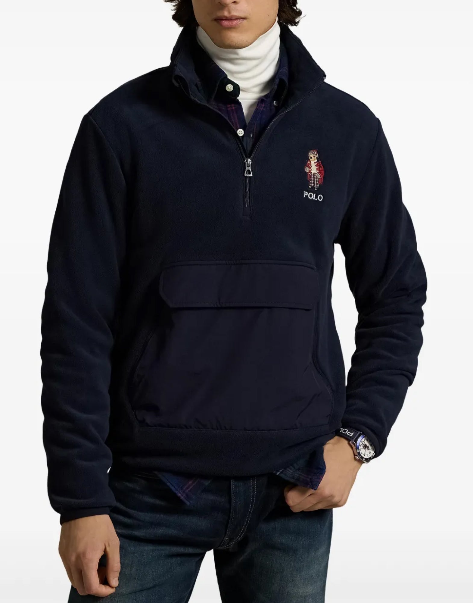 POLO RALPH LAUREN Fleece Hybrid Sweatshirt with Holiday Bear - Long Sleeve