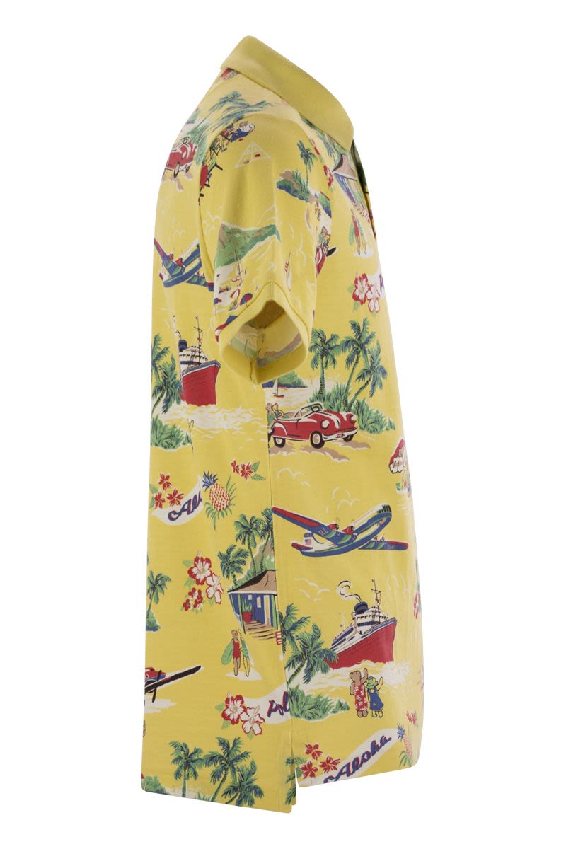 POLO RALPH LAUREN Custom Slim-Fit Pique Polo with Retro Bear Print - SS25