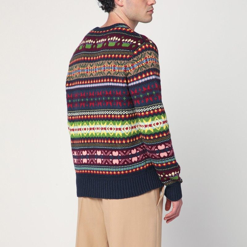 POLO RALPH LAUREN Multicolored Crew Neck Sweater with Intarsia - Men’s Fashion Wear