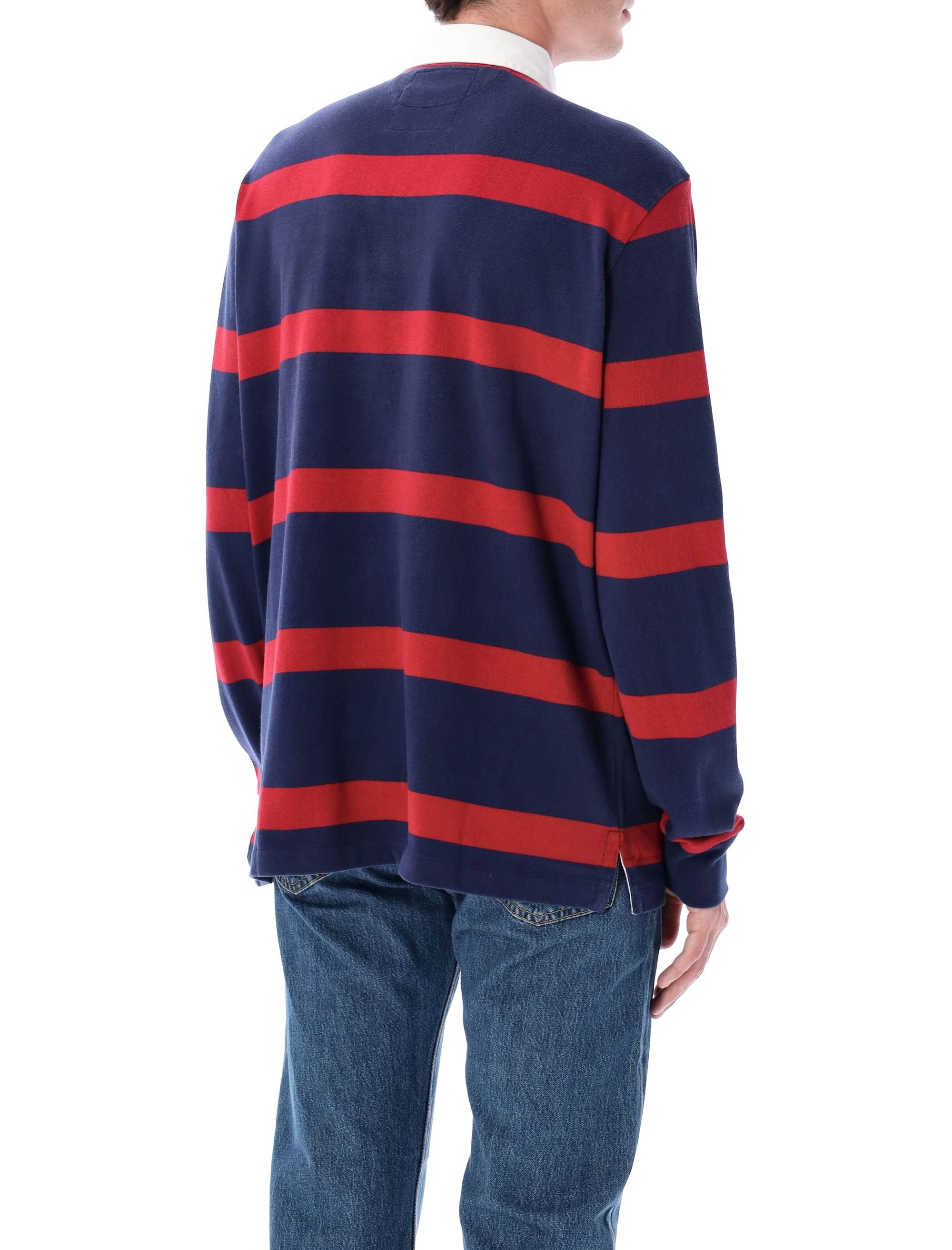 POLO RALPH LAUREN Striped Cotton Rugby Jumper - Size L