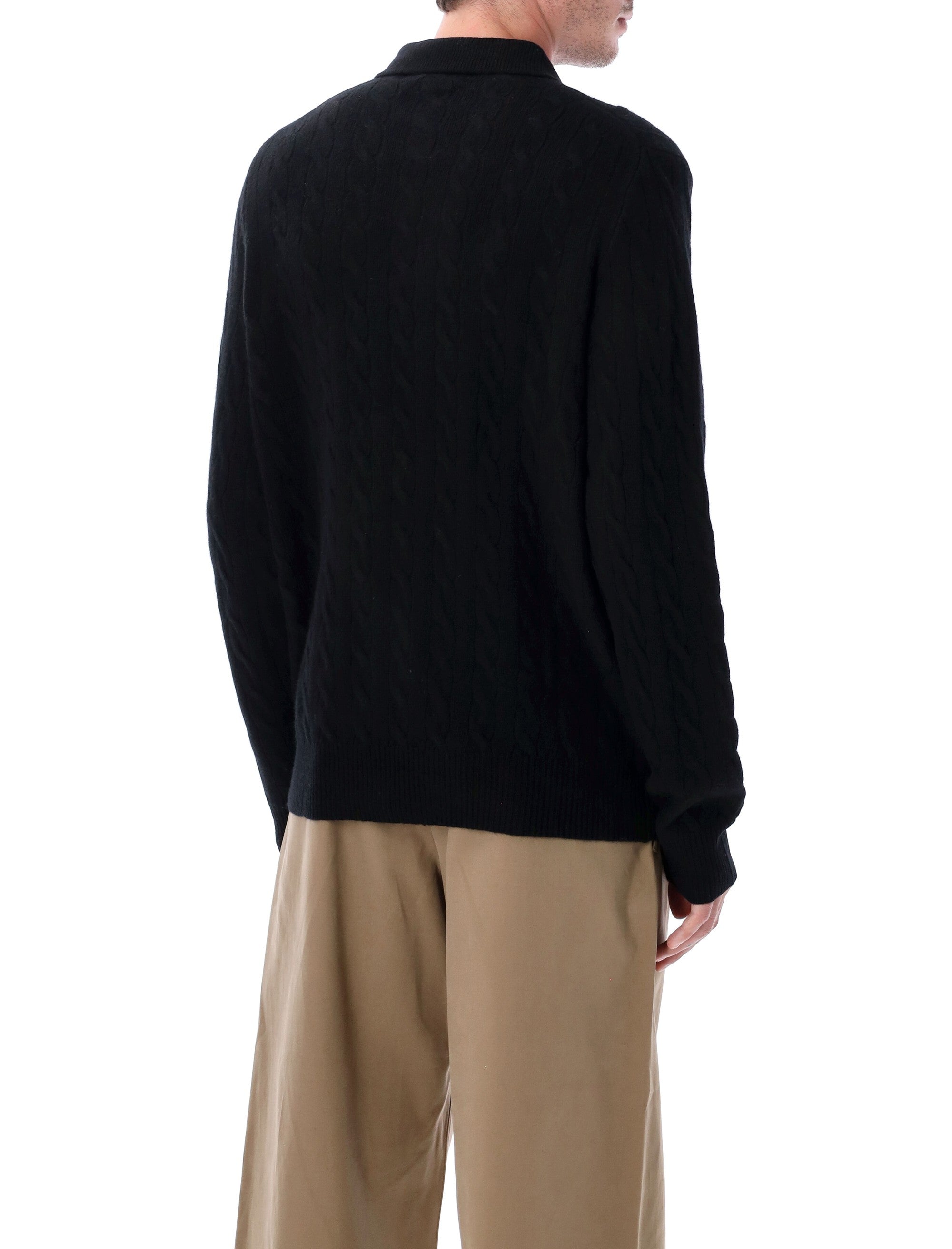 POLO RALPH LAUREN Men's Cable Knit Polo Sweater - Size L