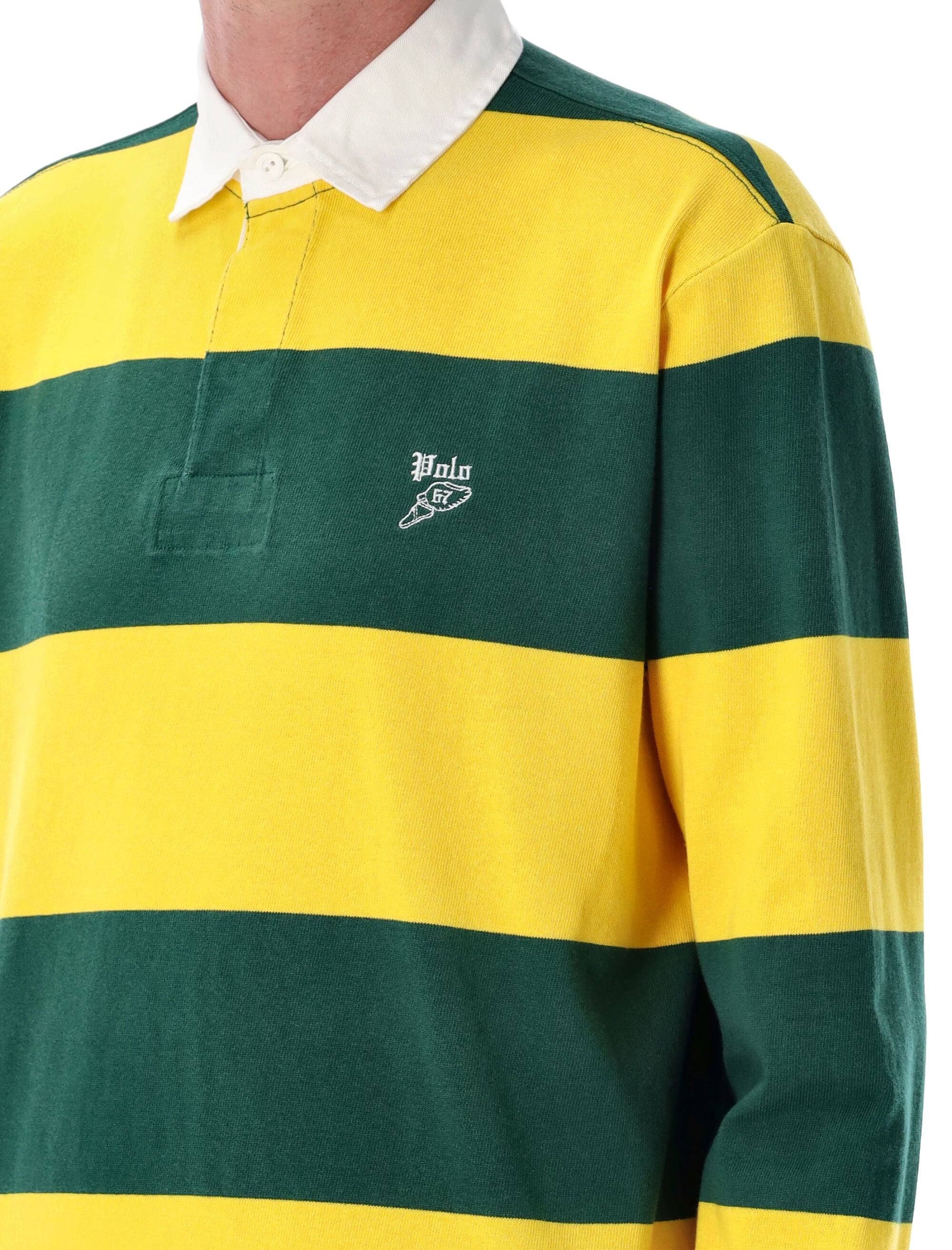 POLO RALPH LAUREN Striped Cotton Rugby Jumper - Size L