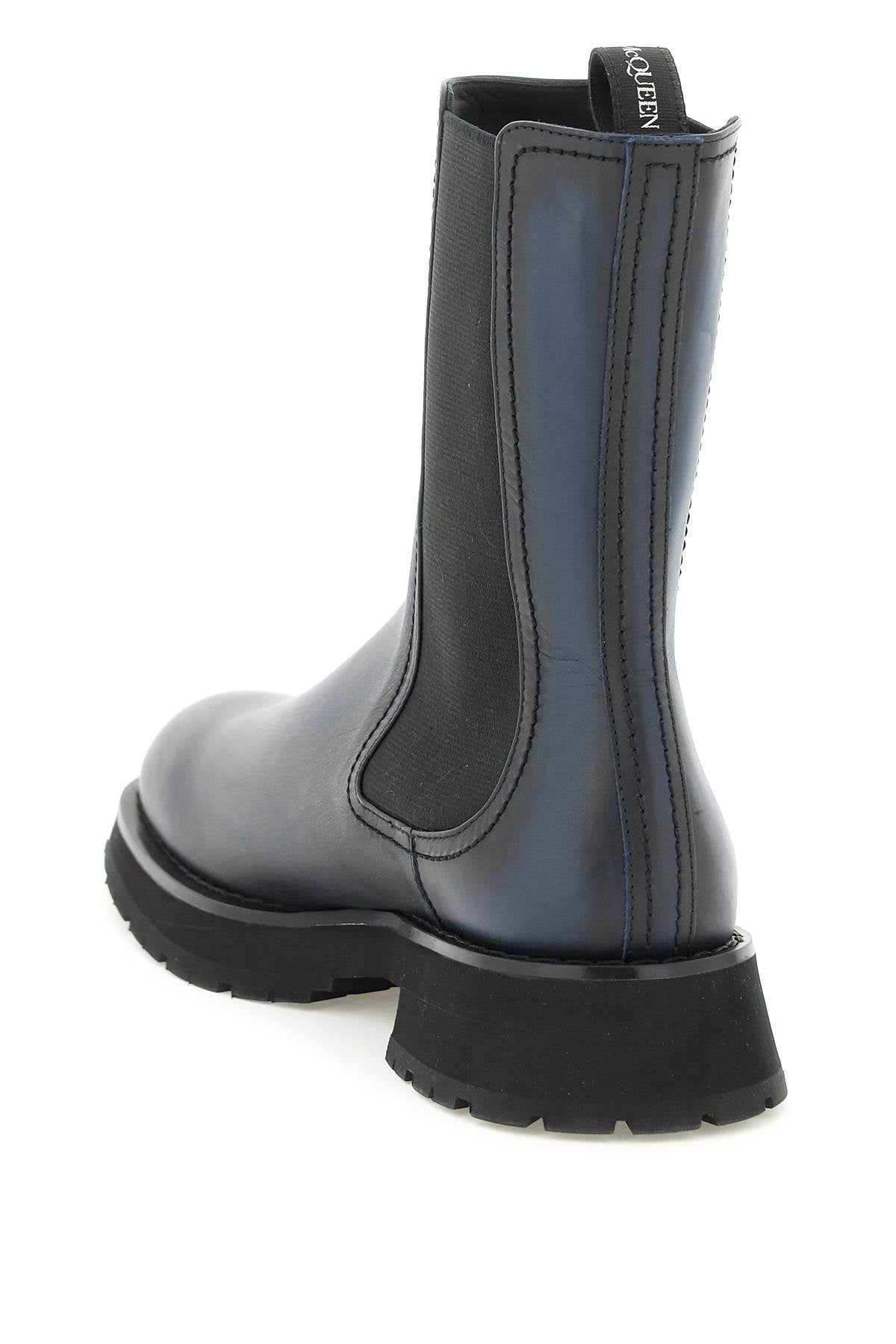 ALEXANDER MCQUEEN Two-Tone Leather Ankle Boots for Men