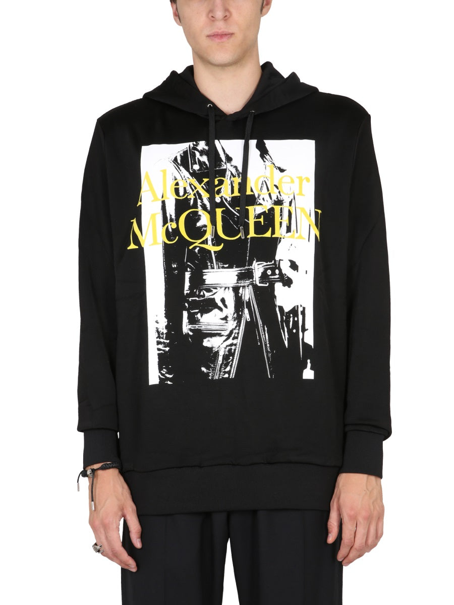 ALEXANDER MCQUEEN Atelier Print Men's Sweatshirt with Drawstring Hood