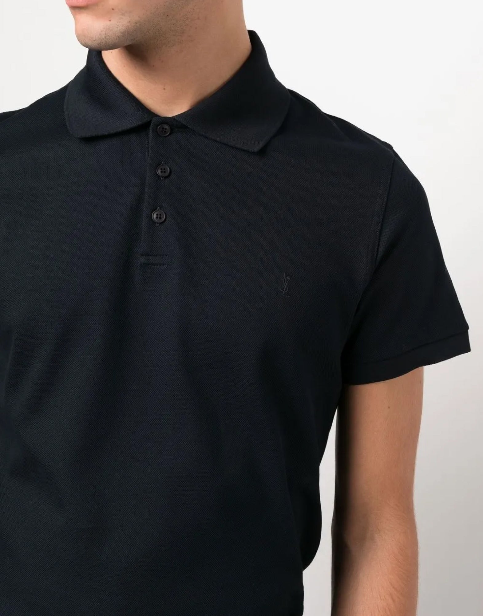 SAINT LAURENT YSL Logo Short Sleeve Polo Shirt