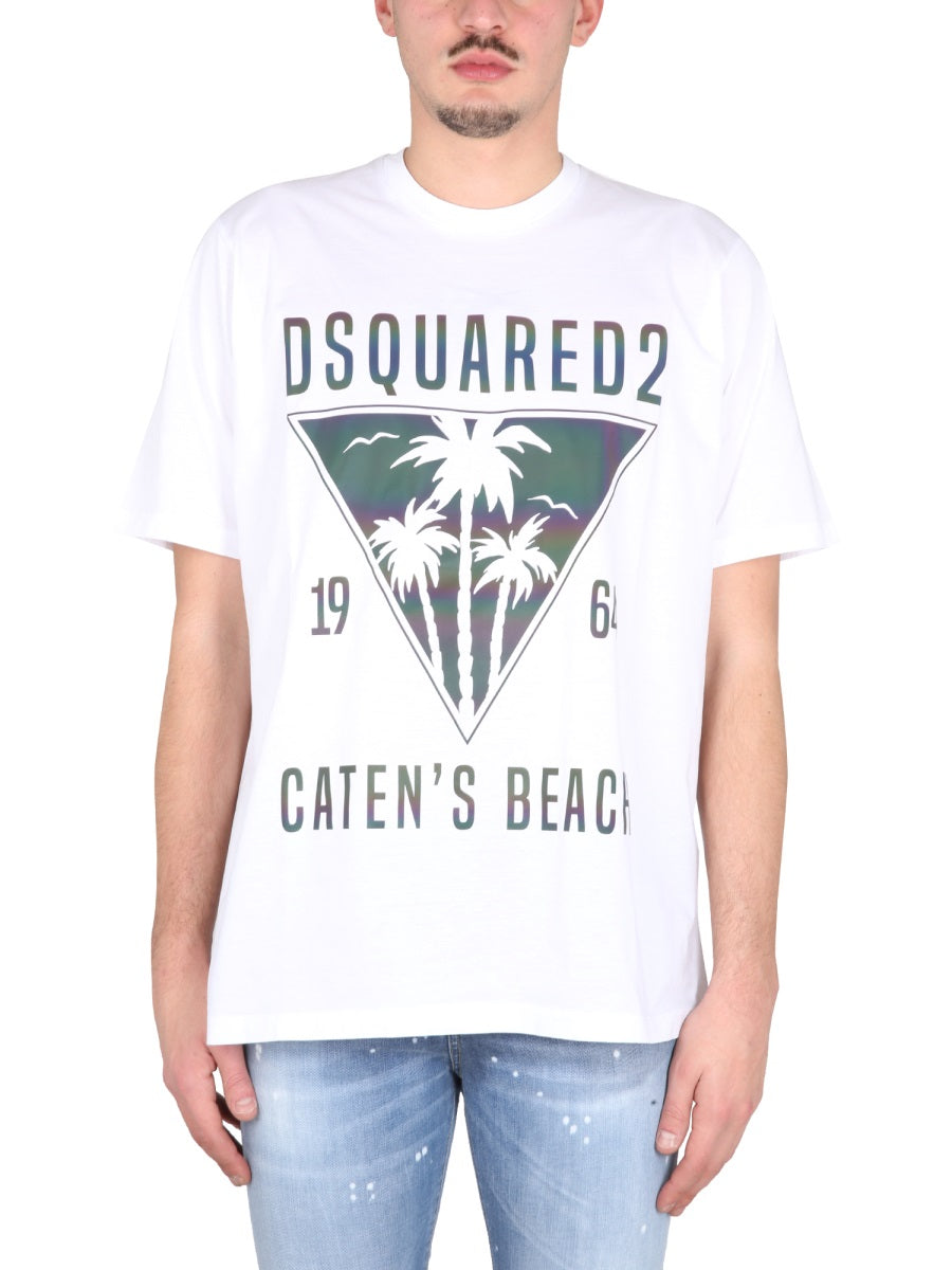 DSQUARED Caten's Beach Graphic T-Shirt for Men - Size 10