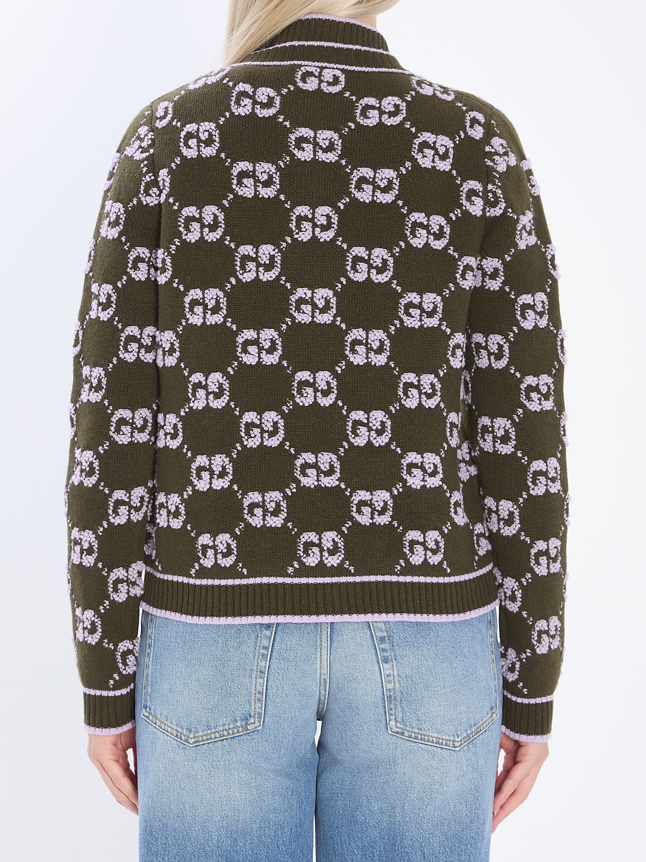 GUCCI Jacquard Bouclé Wool Cardigan - Regular Fit