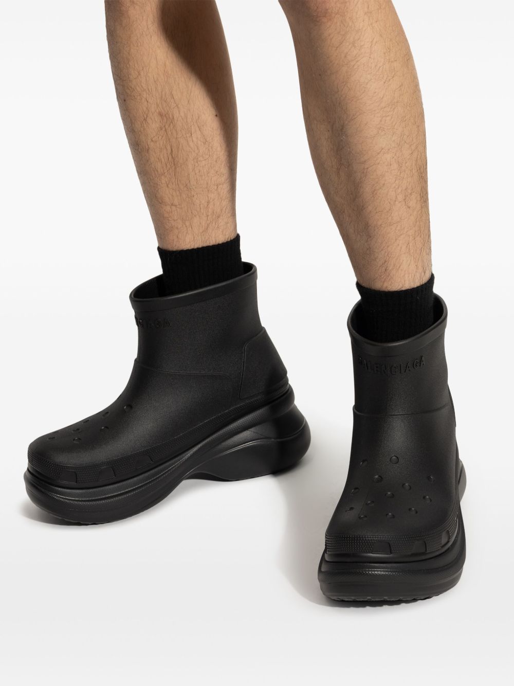 BALENCIAGA Platform Sole Embossed Logo Boots