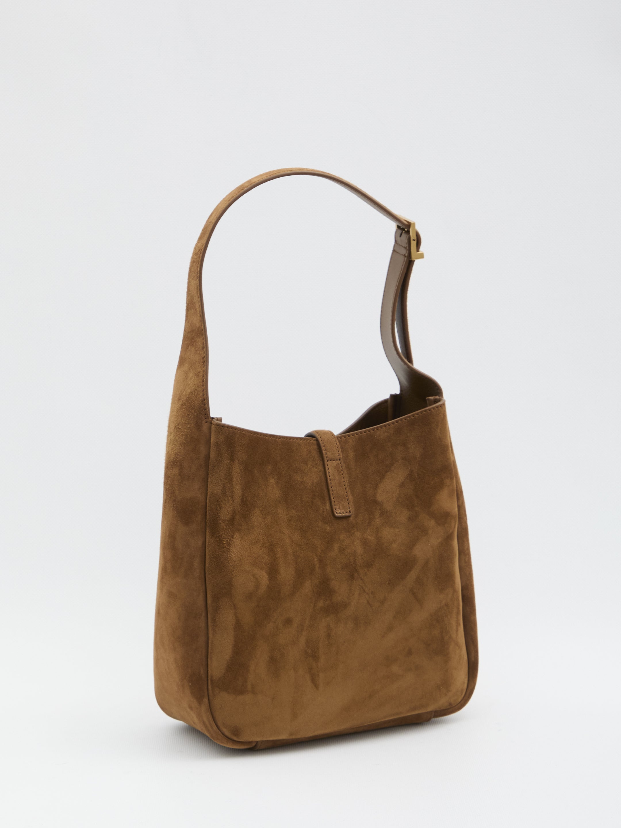 SAINT LAURENT Suede Handbag with Gold-Tone Logo Plaque - FW25