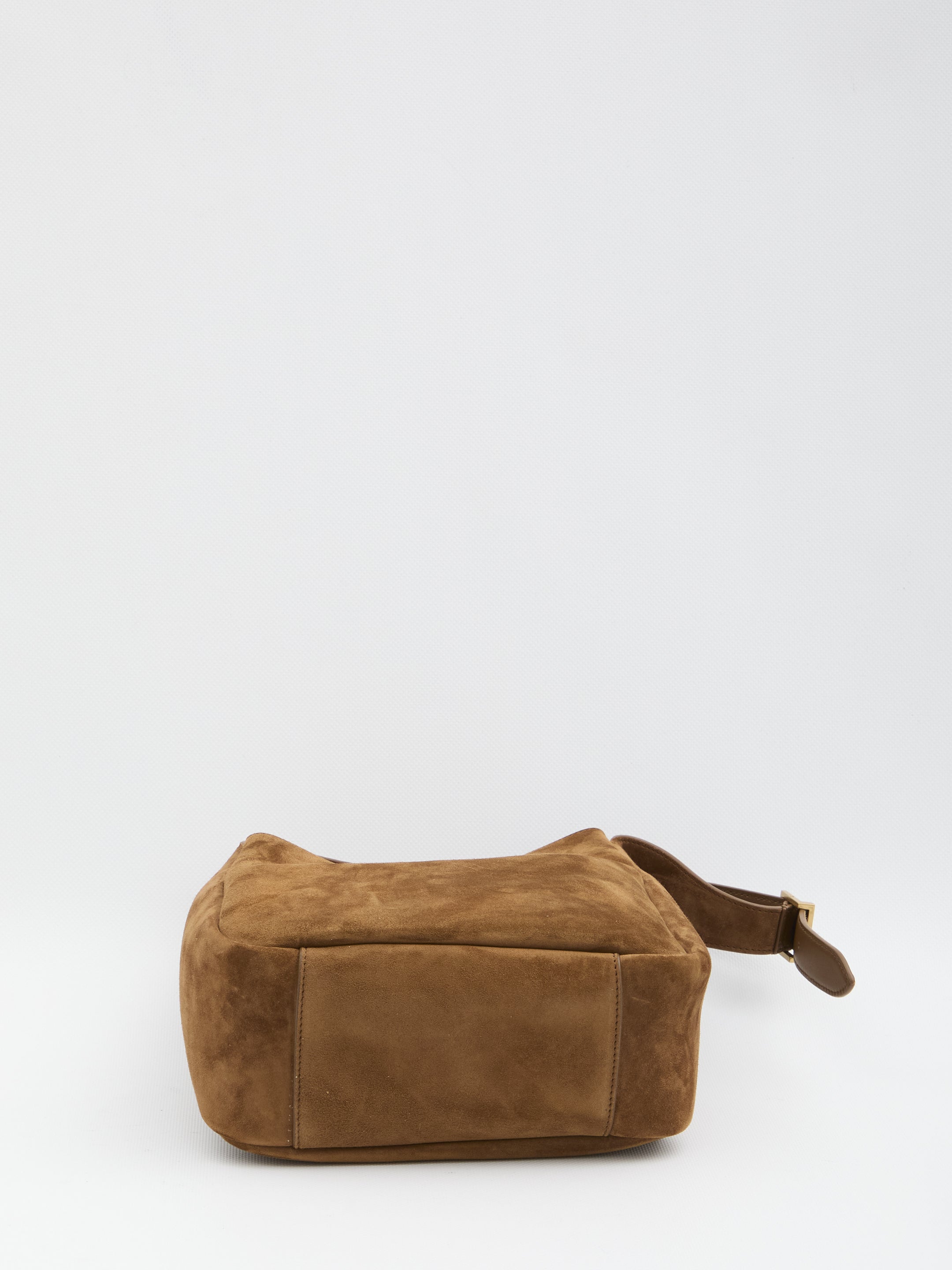 SAINT LAURENT Suede Handbag with Gold-Tone Logo Plaque - FW25