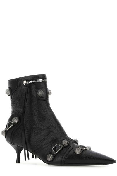 BALENCIAGA Leather Cagole Ankle Boots