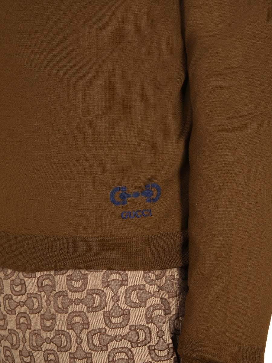 GUCCI Wool T-Shirt with Logo Embroidery for Men