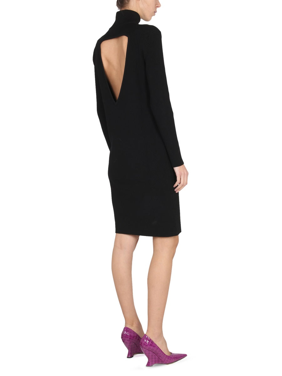 BOTTEGA VENETA High Neck Ribbed Mini Dress